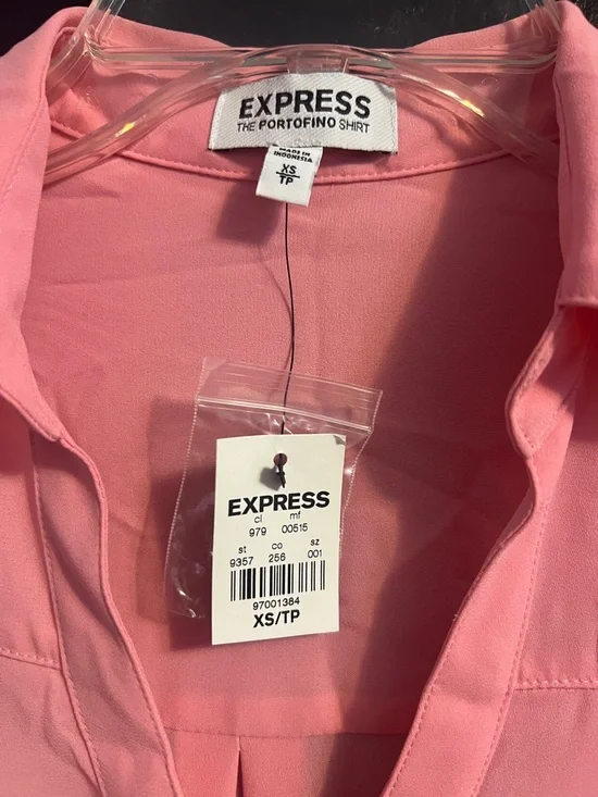 EXPRESS Bubble Gum Pink Portofino Button-Down Shirt - Picture 3 of 4